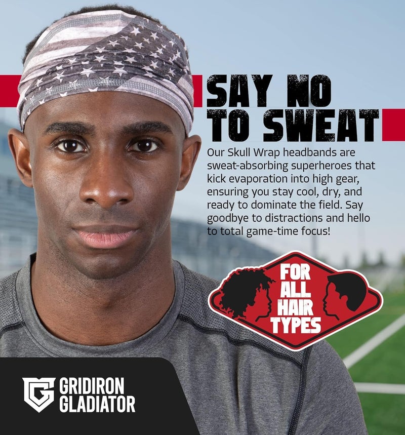 Gridiron Gladiator Football Bandana - Skull Headwrap, Sports Head Wrap for Men's Workout - Image 2
